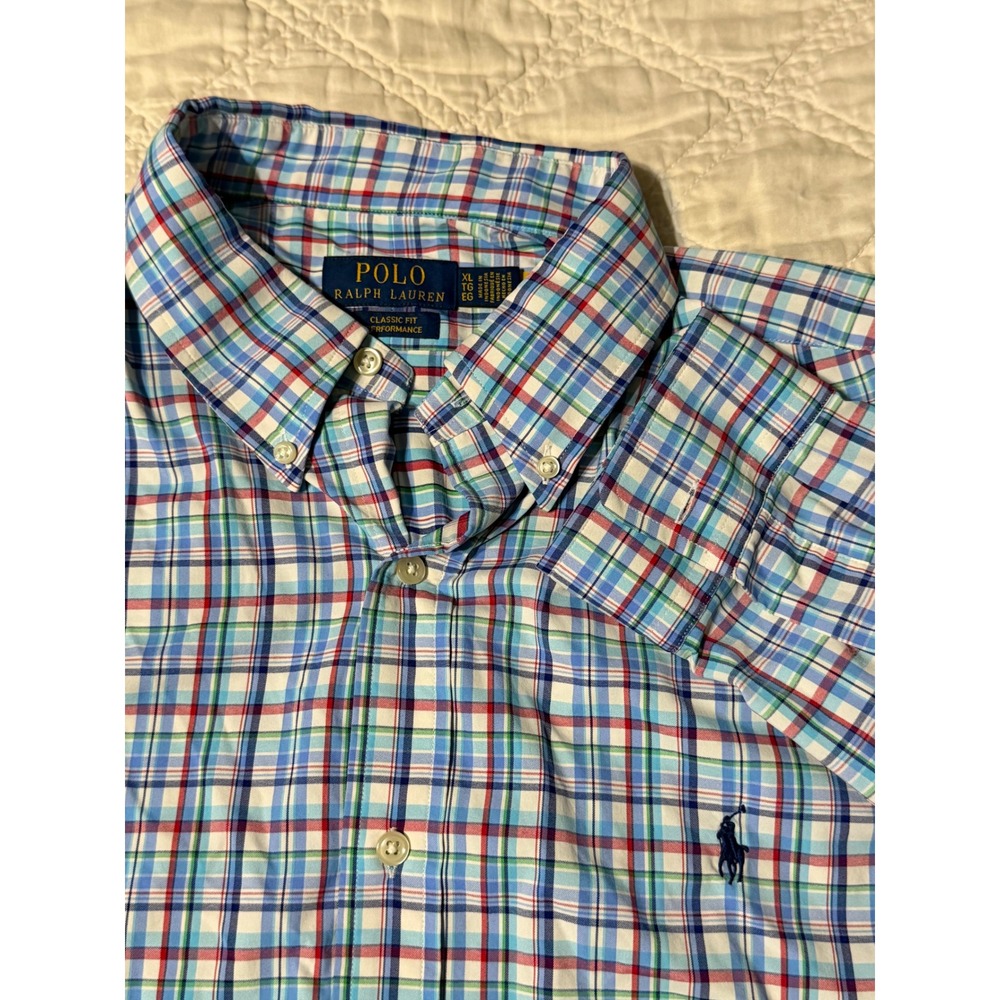 Polo Ralph Lauren Button Down Men XL Multi Plaid Classic Fit Performance Shirt